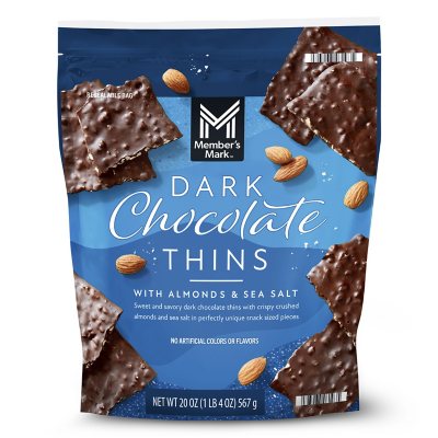 barkTHINS Dark Chocolate, Almond and Sea Salt Snacking Chocolate