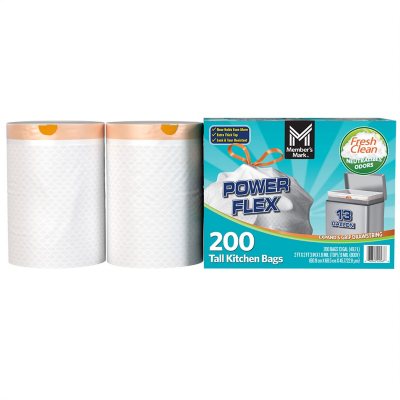 Member S Mark Power Flex Tall Kitchen Drawstring Trash Bags 13 Gallon 2 Rolls Of 100 Ct 200 Count Total Sam S Club