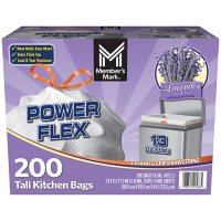 Member's Mark Power Flex Tall Kitchen Drawstring Trash Bags (13 Gallon, 2 Rolls of 100 ct., 200 count total)