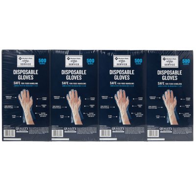 Details about   Member's Mark Plastic Disposable Food Gloves 4 Box for 500 ct. 2,000 ct. 