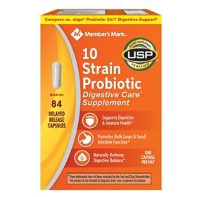 Member's Mark 10-Strain Probiotic Digestive Care Supplement Capsules, 84 ct.