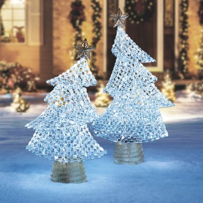 Trio of Whimsical Wire Silver Christmas Trees w/added layer of Glitter  Sparkle!