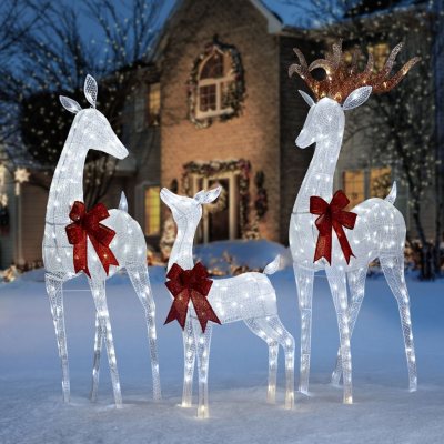 3 Piece Pre-Lit Holiday Twinkling Deer Family