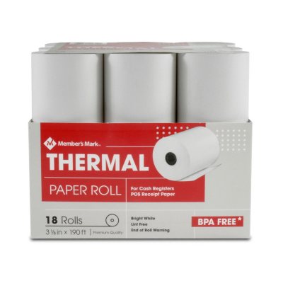 Member's Mark Thermal Receipt Paper Rolls, 3 1/8 X 190', 18 Rolls