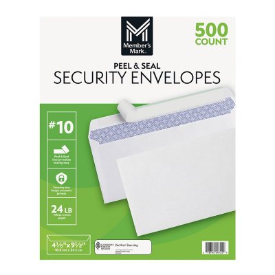  100 Mailing Envelopes, Self Seal Letter Size, Number #10 White  Windowless Security Tinted Envelope, 4-1/8 x 9-1/2 Inches, Quality 24 LB :  Office Products