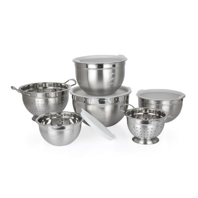 Wholesale 90 Piece Stainless Steel Mixing Bowl W/ Stand SILVER