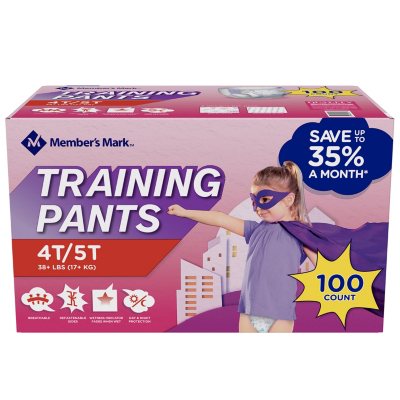 Member's Mark Training Pants for Girls 4T/5T, 38+ lbs. (100 ct