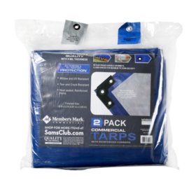 Member's Mark 16' x 12' Commercial Tarps with Reinforced Corners, Blue/Gray (2-Pack)