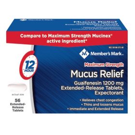 Member's Mark Maximum Strength Mucus Relief Extended Release MS Tablets (56 ct.)