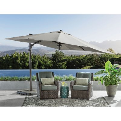 10 X 10 Cantilever Umbrella With 4 Piece Base And Light Cast Shale Sam S Club