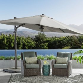 10 X 10 Cantilever Umbrella With 4 Piece Base And Light