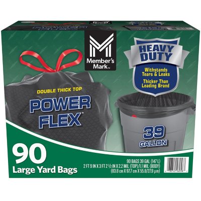 Member's Mark 39 Gallon Power Flex Drawstring Yard Trash Bags (90 ct.) -  Sam's Club