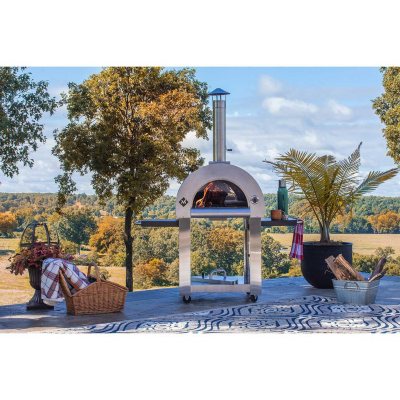 Member S Mark Wood Burning Pizza Oven And Cart With Cover Sam S Club