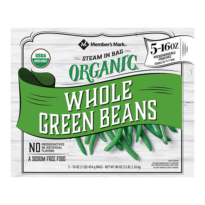 Member's Mark Organic Whole Green Beans (16 oz. pouches, 5 count)