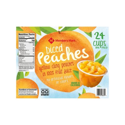 Premium Diced Peaches in Natural Juice 4.5 oz. Cups - 96/Case