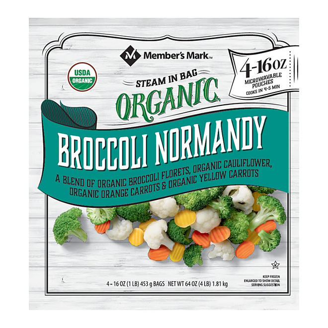 Member's Mark Organic Broccoli Normandy (16 oz. pouches, 4 pk.)