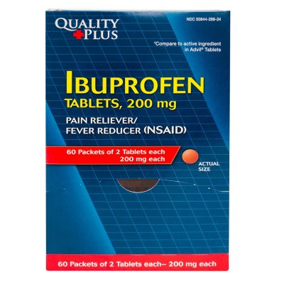 Quality Plus Ibuprofen Dispenser, 60 packets of 2 tablets each - Sam's Club