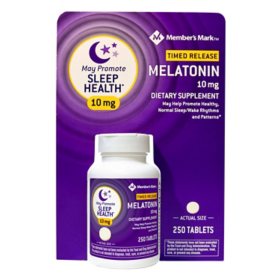 Member's Mark Timed-Release Melatonin Tablets, 10 mg, 250 ct.