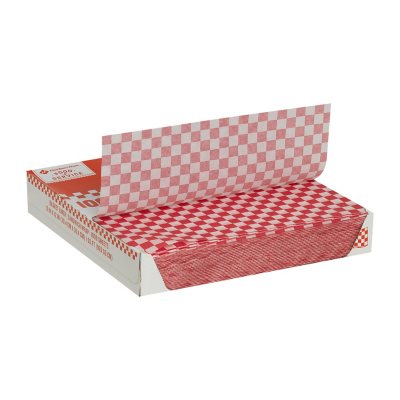 100pcs Red Checkered Food Grade Wax Paper Dry Wrapp Paper Basket Liner hamburger 