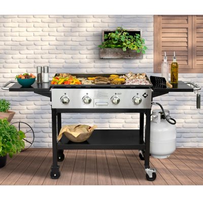 4-Burner Propane Gas Grill with Griddle Top