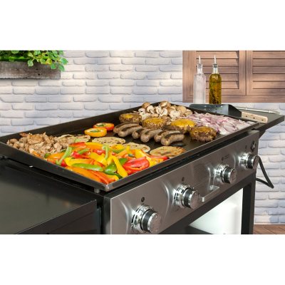 4-Burner Propane Gas Grill in Stainless Steel with Griddle Top