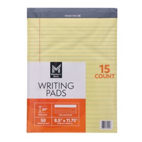 Basics Wide Ruled 8.5 x 11.75-Inch 50 Sheet Lined Writing Note Pad, Pack of 6, Multicolor