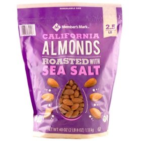 Member's Mark Roasted Almonds with Sea Salt 40 oz.