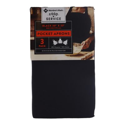 Member's Mark 3-Piece Black Pocket Apron, 30