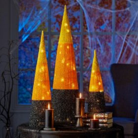 Member S Mark Pre Lit Candy Corn Trees Set Of 3 Sam S Club