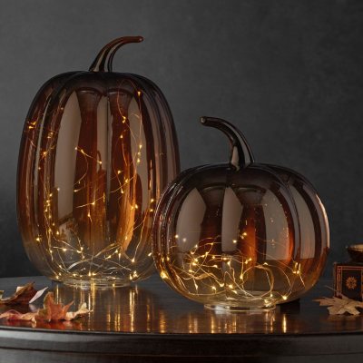 Member's Mark Glass Pumpkins Decor with Micro Lights (2 pc.) - Sam's Club