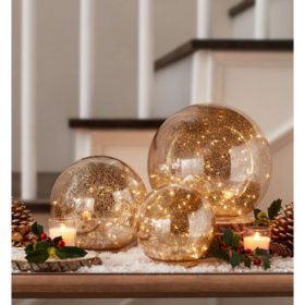 Member S Mark Pre Lit 3 Piece Mercury Glass Spheres Sam S Club