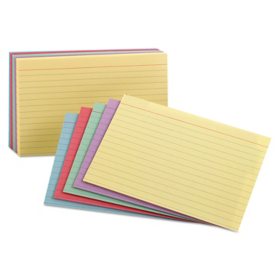 Oxford Index Cards, Ruled, 3 x 5", Rainbow Assortment, 100 Cards