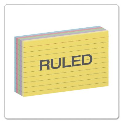 Oxford Index Cards, Ruled, 3 x 5, Rainbow Assortment, 100 Cards
