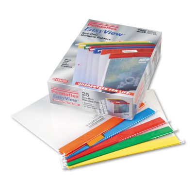 Letter New Version 55708 Poly Hanging File Folders 1/5 Tab Assorted Colors Box of 25 