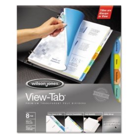 Wilson Jones - View-Tab Transparent Index Dividers, 8-Tab, Square, Letter, Assorted -  5 Sets/Box