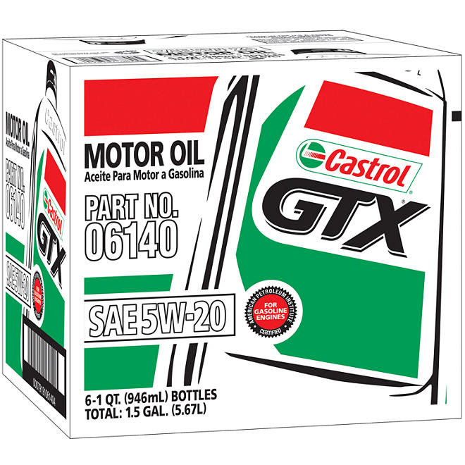 Castrol GTX 5W20 Motor Oil - 1 Quart Bottles - 6 Pack  
