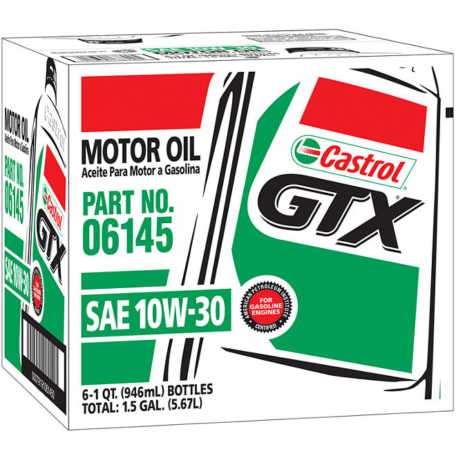 Castrol GTX 10W30 Motor Oil - 1 Quart Bottles - 6 Pack
