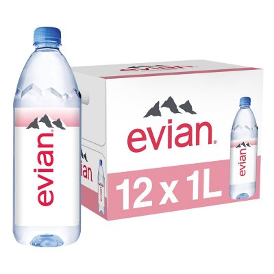 evian Natural Spring Bottled Water 1L., 12 pk. - Sam's Club