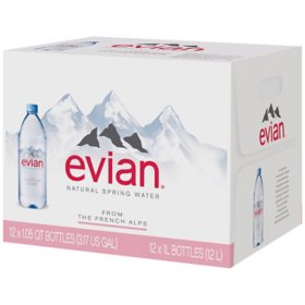 evian Natural Spring Bottled Water (1L., 12 pk.)