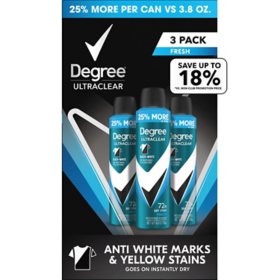 Degree for Men Ultraclear Black+White Deodorant Dry Spray, Fresh, 4.8 oz., 3 pk.