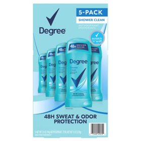 Degree Antiperspirant Deodorant, Shower Clean, 2.6 oz., 5 pk.