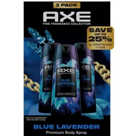 Axe Fine Fragrance Collection Premium Deodorant Body Spray for Men, Blue Lavender + Mint and Amber (4.0 oz., 3 pk.)