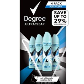 Degree For Women Black & White Dry Spray Antiperspirant & Deodorant, Pure Clean, 3.8 oz., 4 pk.