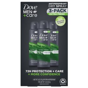Dove Men+Care Extra Fresh Dry Spray Antiperspirant, 3.8 oz., 3 pk.