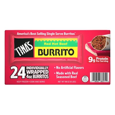 Tina's Individually Wrapped Red Hot Beef Burritos 24CT. Sam's Club