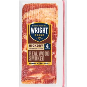 Wright Brand Thick Sliced Hickory Smoked Bacon, 4 lbs.