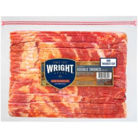 Wright Brand Thick Cut Bacon, Double Smoked (4 lbs.)