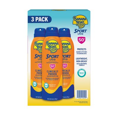 Banana Boat Sport Ultra Sunscreen Spray, SPF 50, 6 oz, 3 pk.