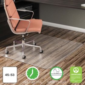 Deflecto EconoMat All Day Use Chair Mat For Hard Floors, 45" x 53"