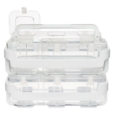 Deflecto Stackable Storage Caddy Organizer, 3 Containers, White/Clear, 2 Pack